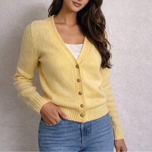 Pendleton Vintage Yellow Cardigan Sweater with Gold ornate buttons